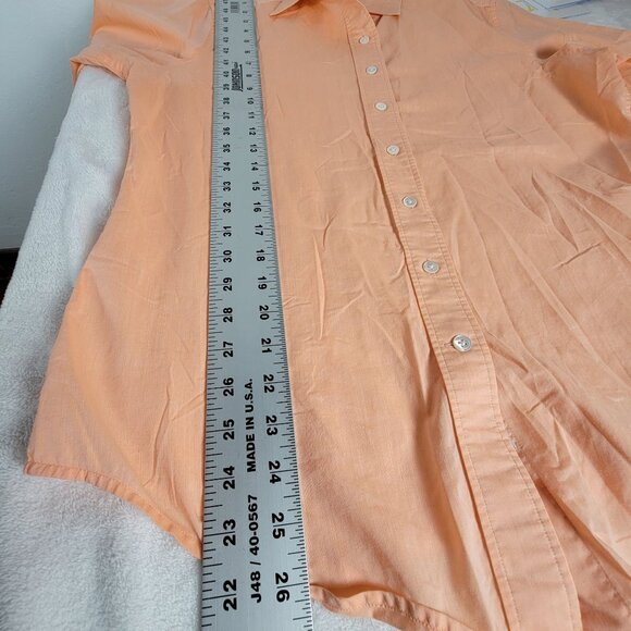 Faconnable Women Peach Button-Down Long Sleeve Shirt Medium Cotton Casual Blouse - Picture 7 of 7